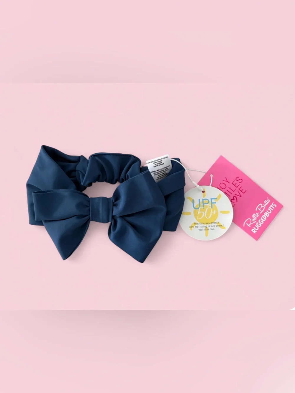 NWT RuffleButts Navy Swim Bow Headband One Size UPF 50+